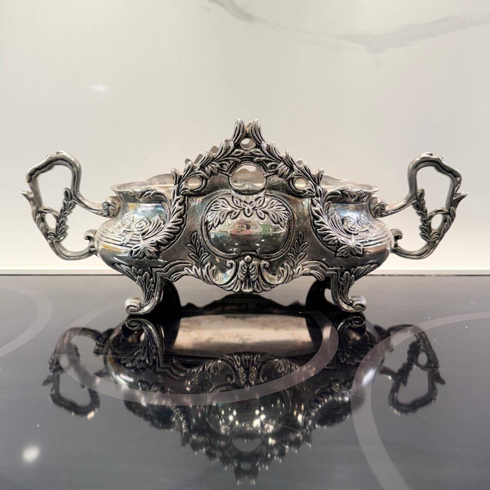 Godinger Silverplate Double Jardiniere Cachepot Centerpiece w/ Removable Liner